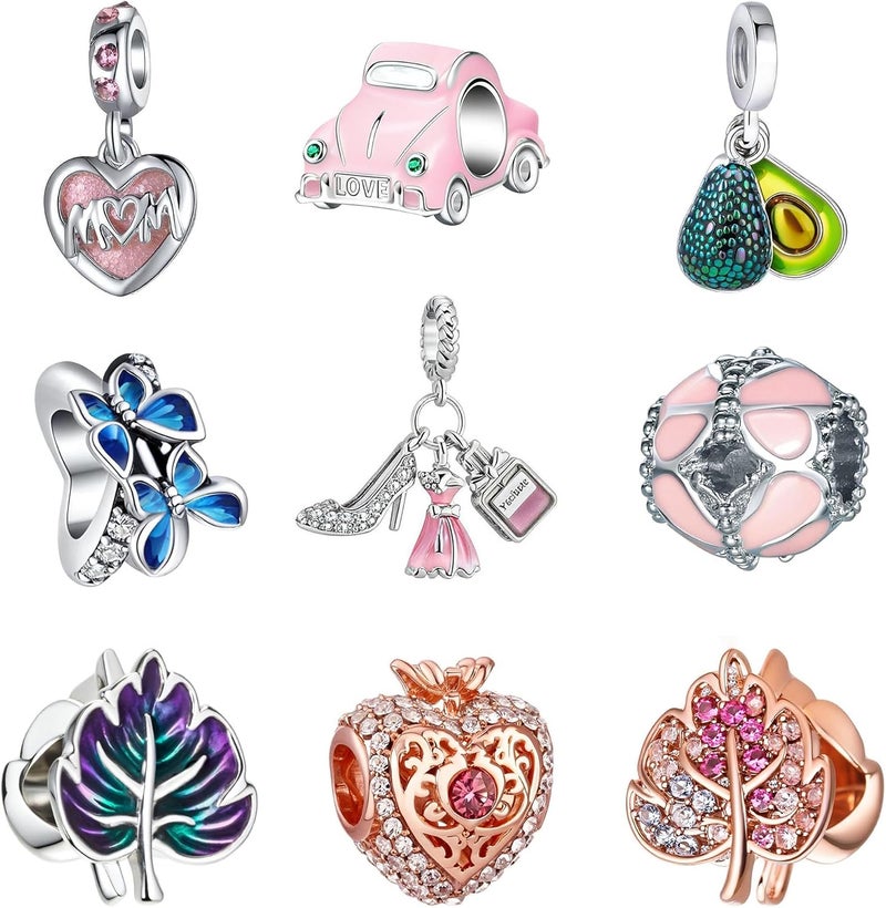 Acrobious 9PCS European Charms Beads Pendant For Bracelet, Charms DIY Bracelets Necklace Jewellery Gift - Image 1